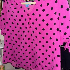 CeCe Pink and Black Oversized Boxy Blouse